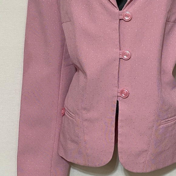 E-32 Sag Harbor PLUS SIZE 16 Pink Dotted Blazer Suit Jacket - Picture 3 of 15